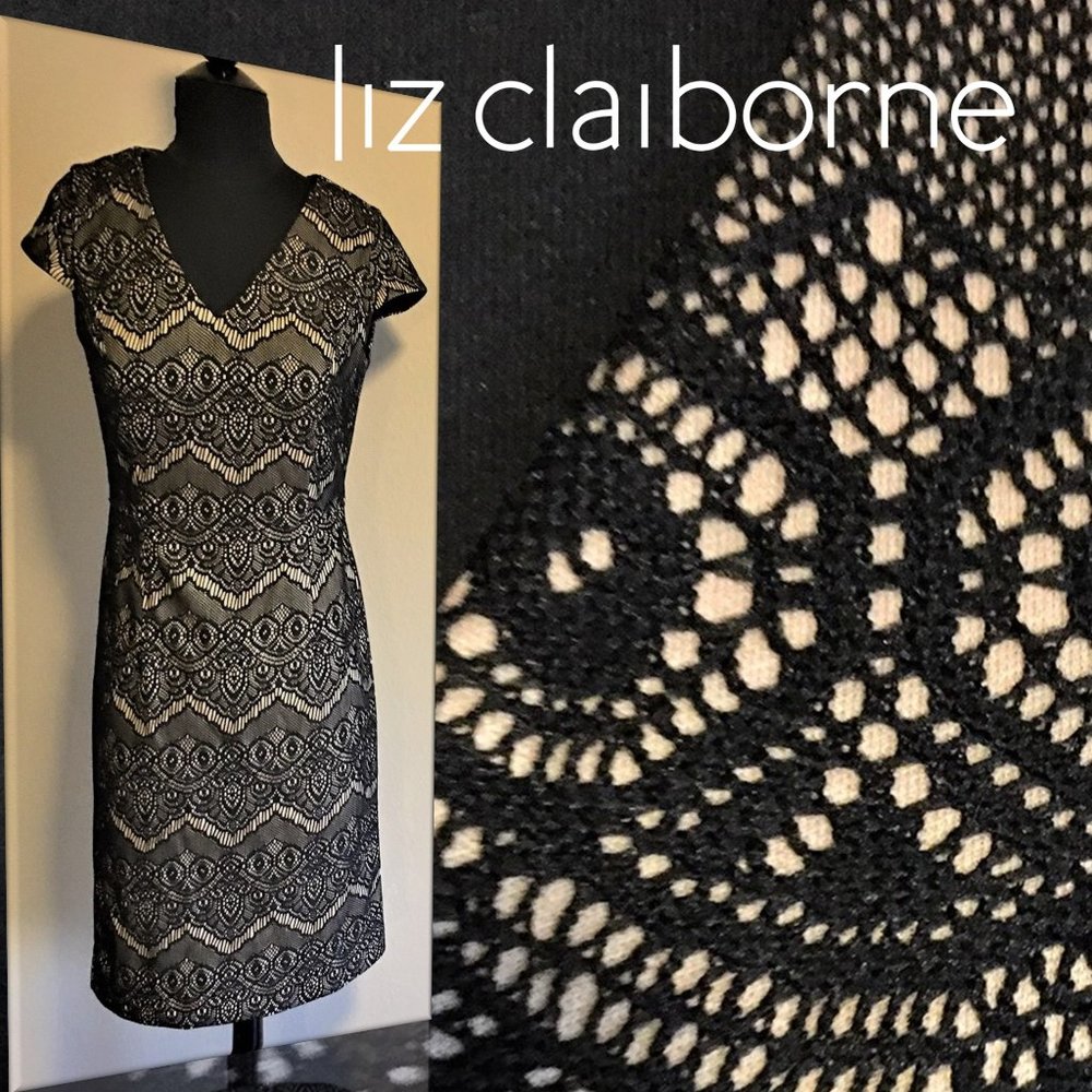 LIZ CLAIBORNE Black Lace "Sheer Illusion" Dress